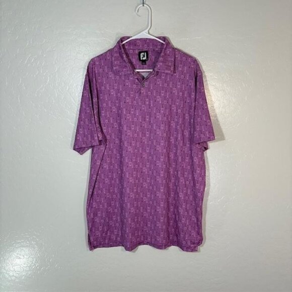 FootJoy Polo Shirt Mens Large Purple Cocktail Glass Golf Performance Stretch - Picture 1 of 7